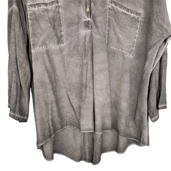 Meo Meli Oversized High-Low Top Dropped Shoulder Button Placket Made in Italy - Picture 4 of 6